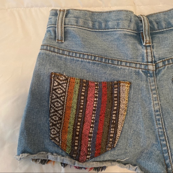 Forever 21 Multi Colored Frayed Denim Shorts - Picture 7 of 8